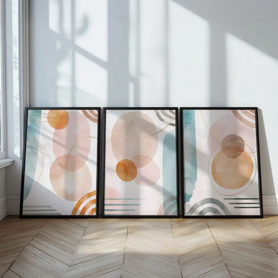 Mural Tríptico Formas de Acuarela