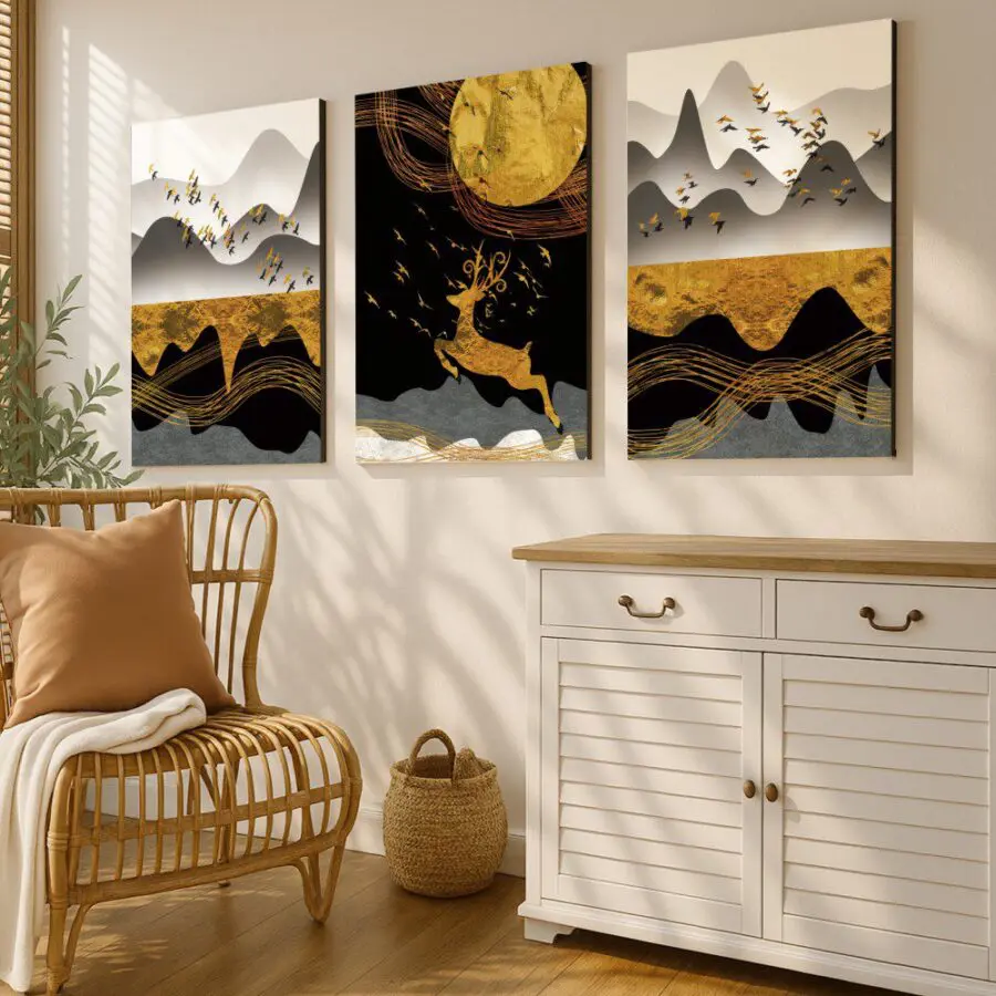 Mural Tríptico Golden Landscape