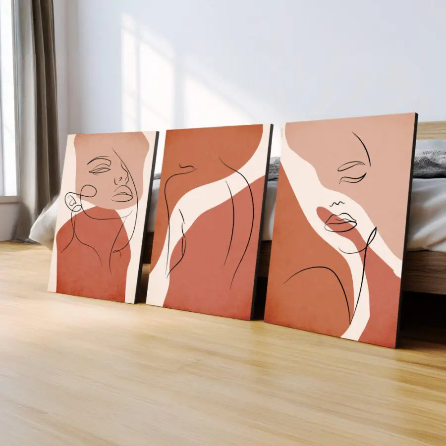 Mural Tríptico Linear Woman