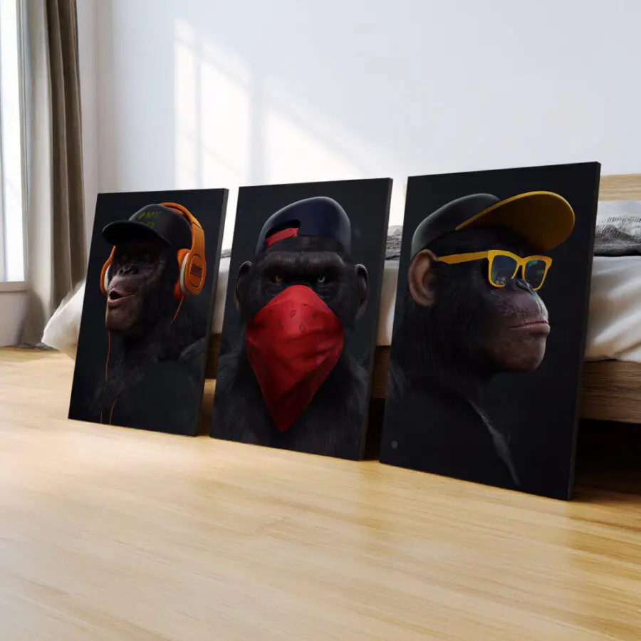 Mural Tríptico Monkey Swag