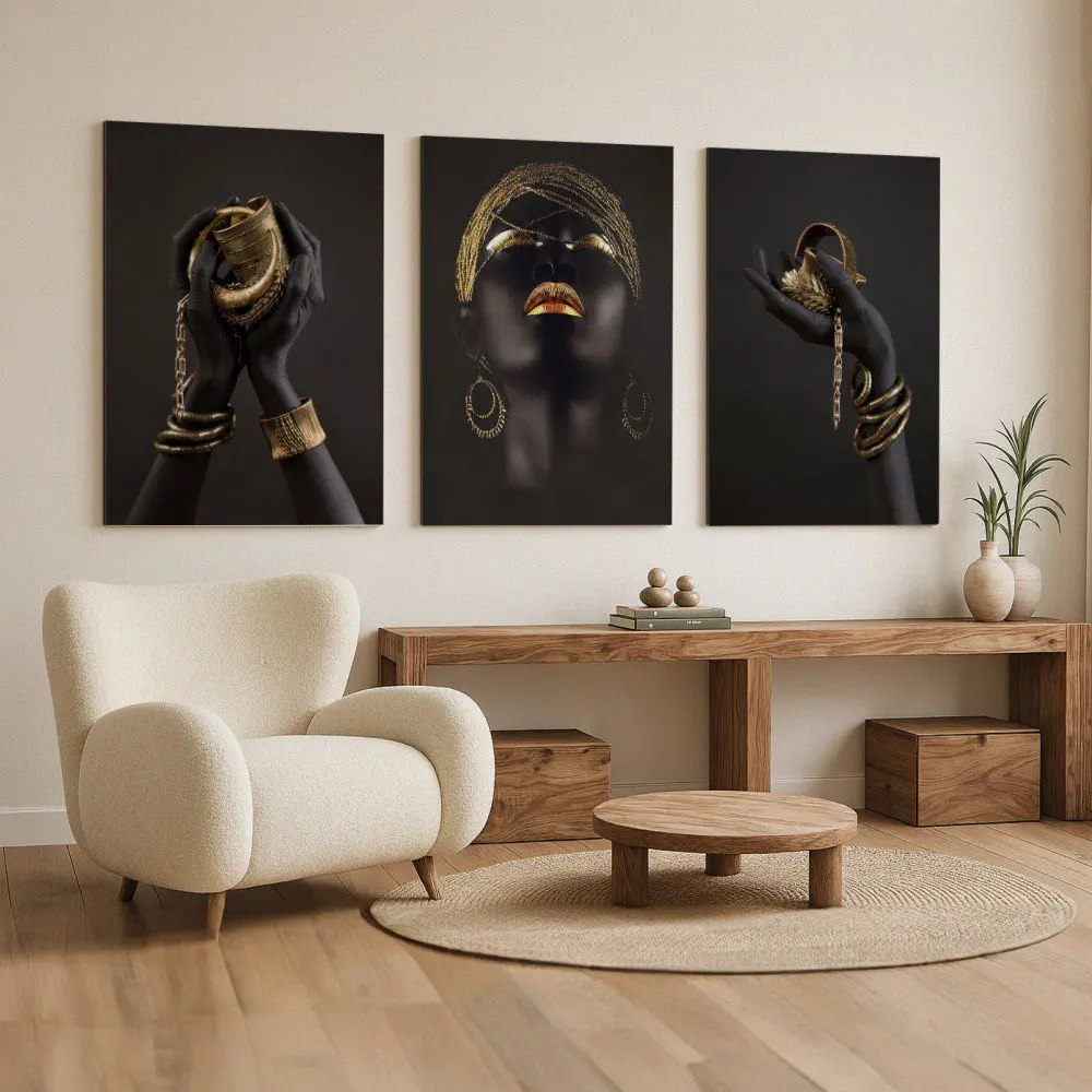 Mural Tríptico Black Beauty