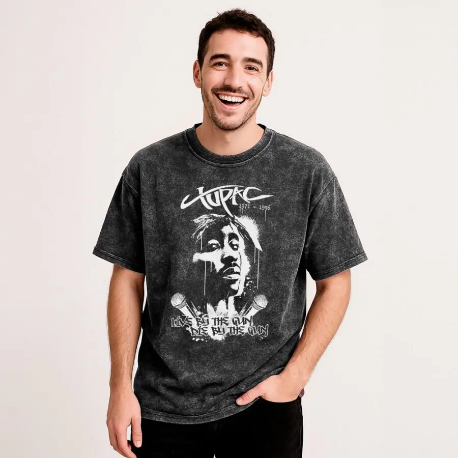 Remera Acid Wash Tupac