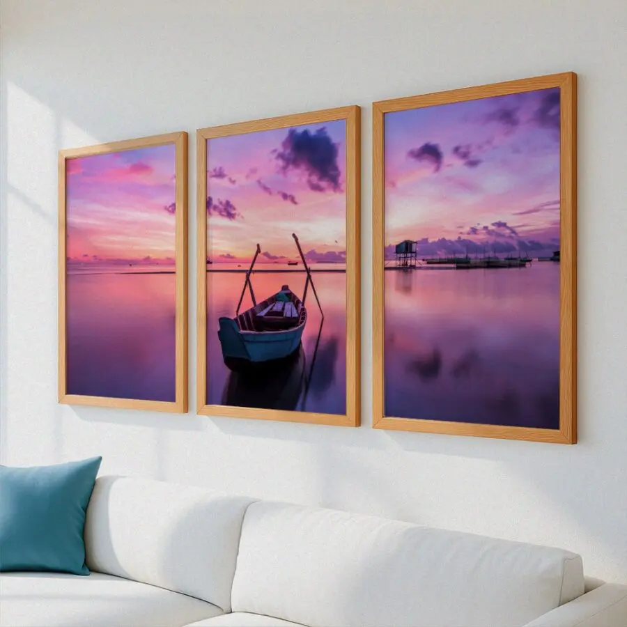 Mural Tríptico Sunset boat