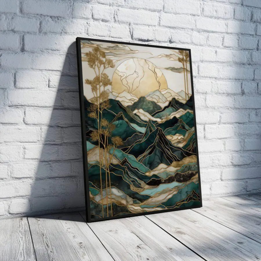 Cuadro de Montañas puesta de sol Abstracto