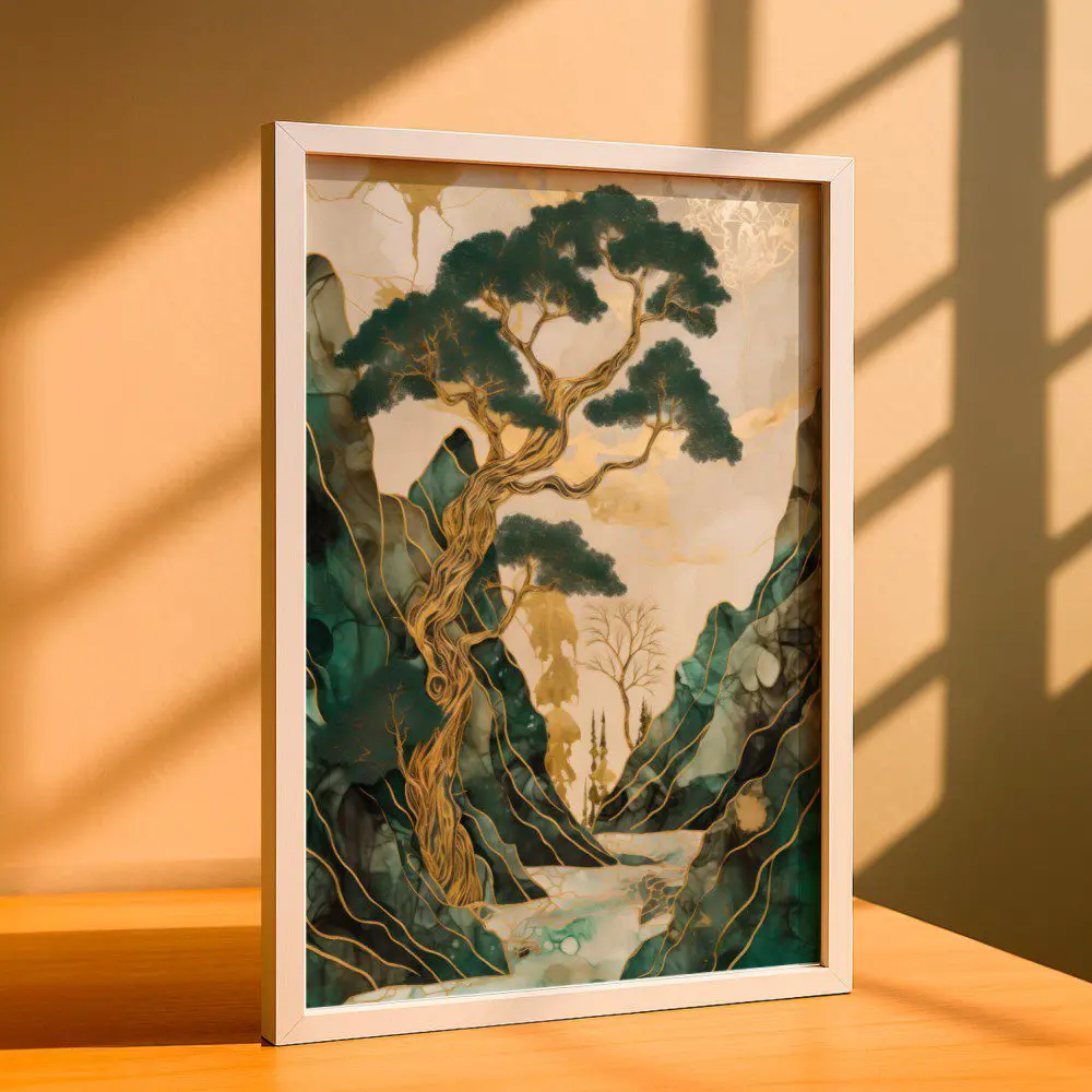 Cuadro de Montañas serenas de Bonsai - Imagen 4