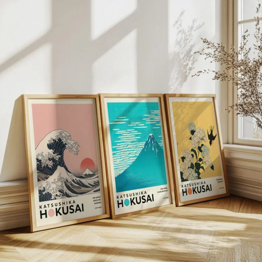 Mural Tríptico Hokusai