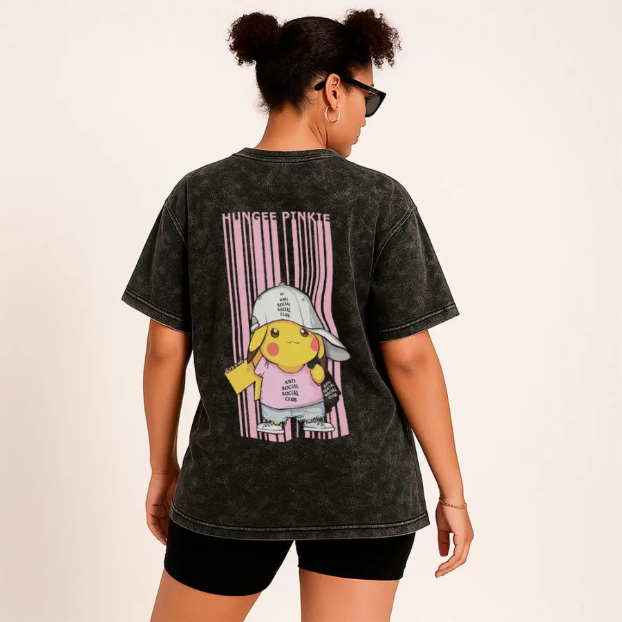 Remera Acid Wash Anti Social Club Pikachu