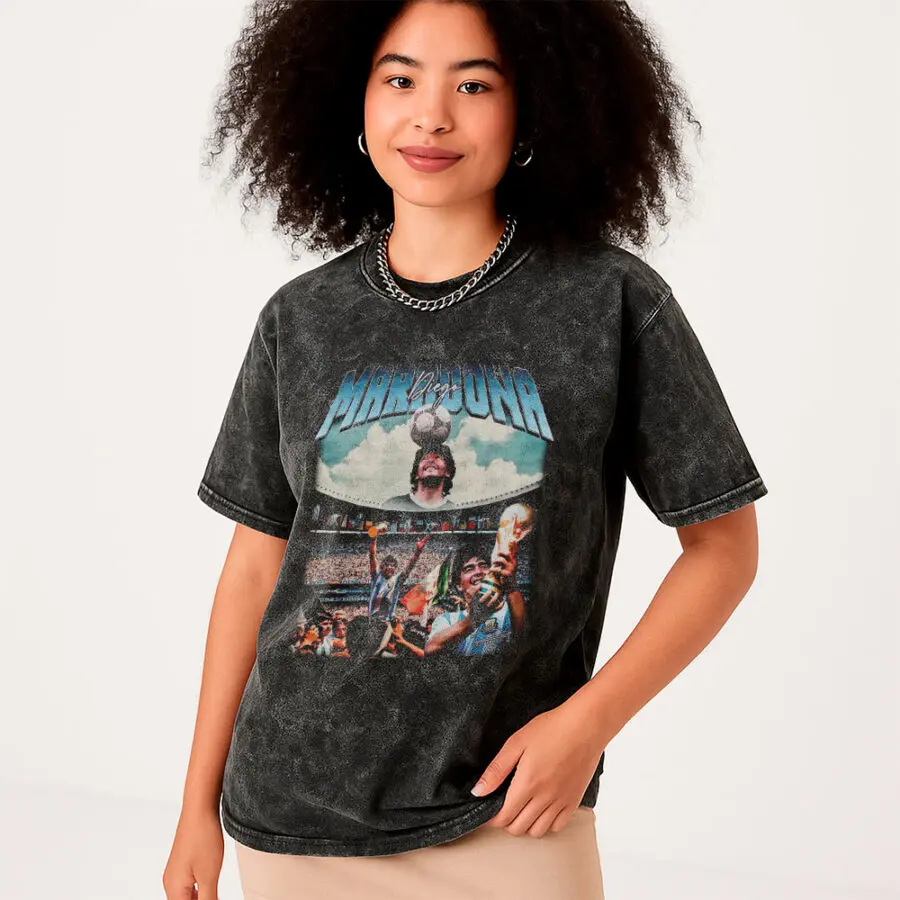 Remera Acid Wash Maradona