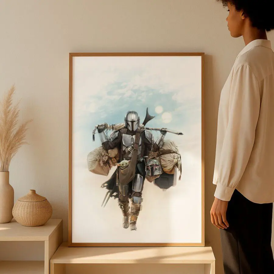 Cuadro de Din Djarin y Grogu