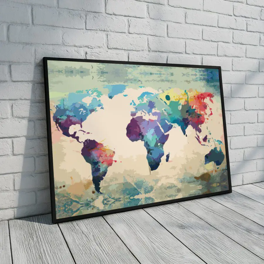 Cuadro de Mapamundi Colorido