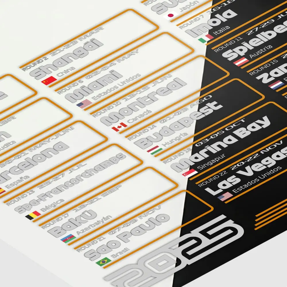 Formula 1 – Calendario 2025 (Versión McLaren F1 Team) - Imagen 3