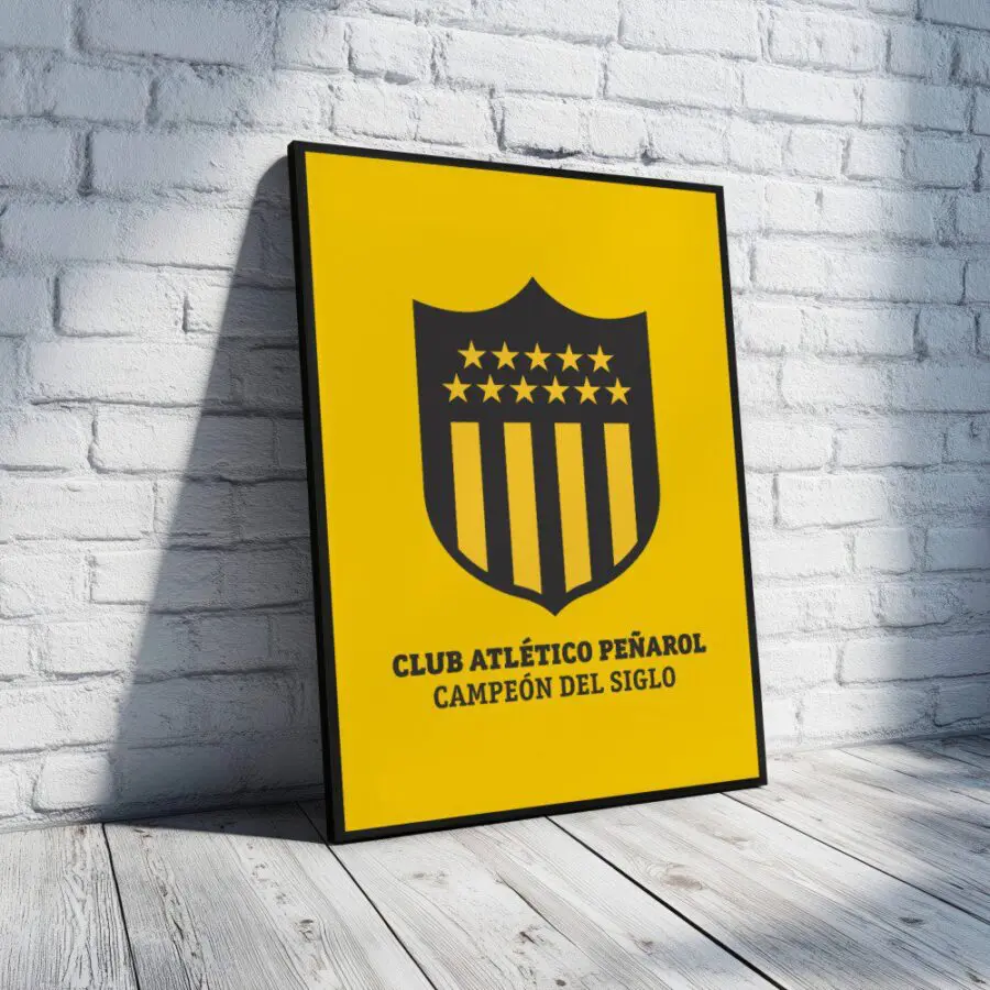 Cuadro de Escudo de Peñarol con fondo amarillo