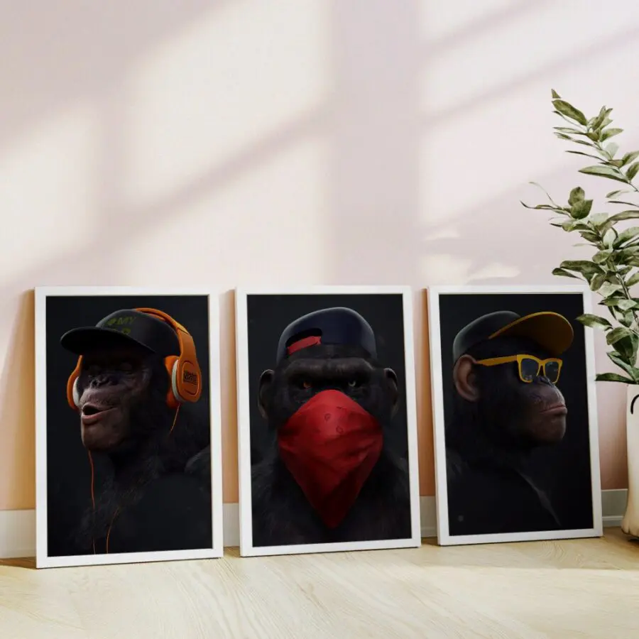 Mural Triptico Monos