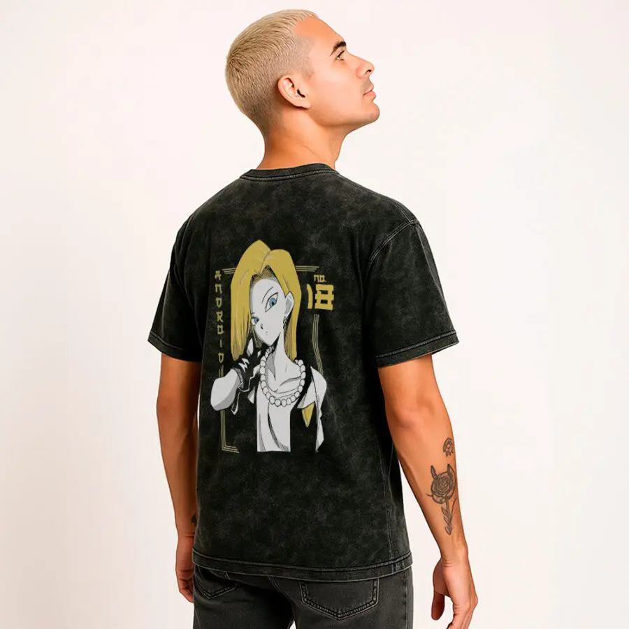 Remera Acid Wash de Androide 18