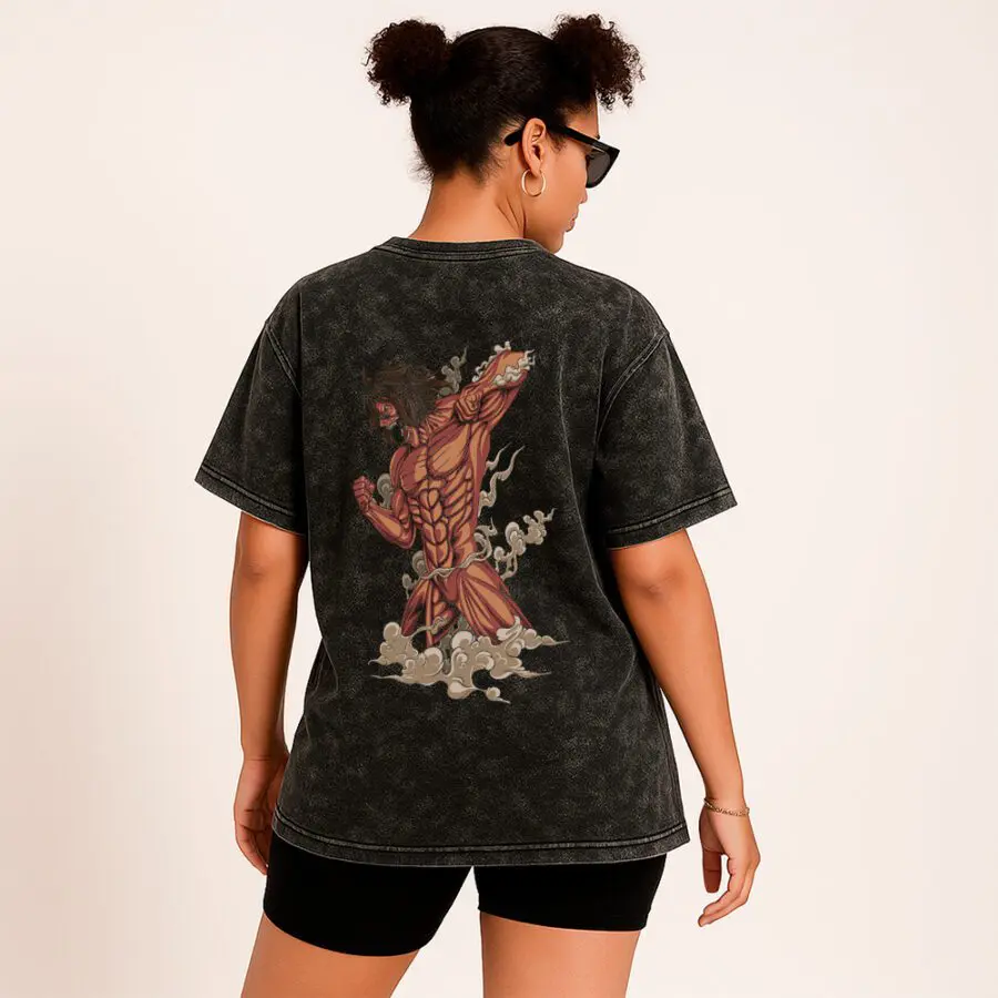 Remera Acid Wash de Attack on Titan