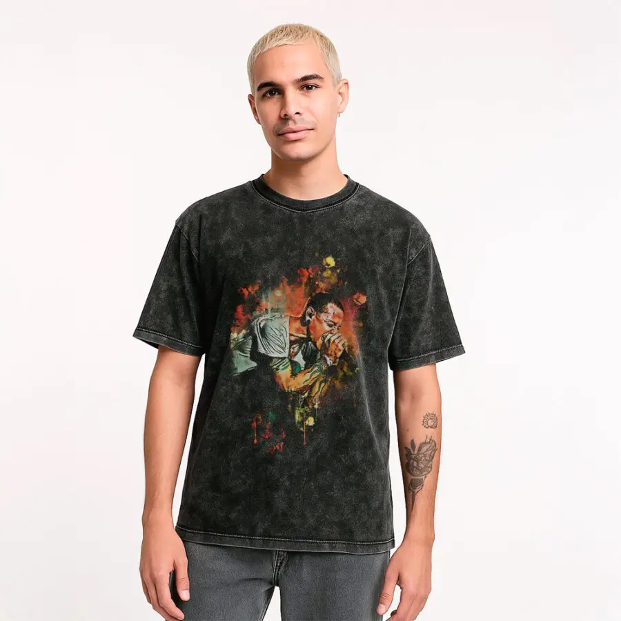 Remera Acid Wash de Chester Bennington