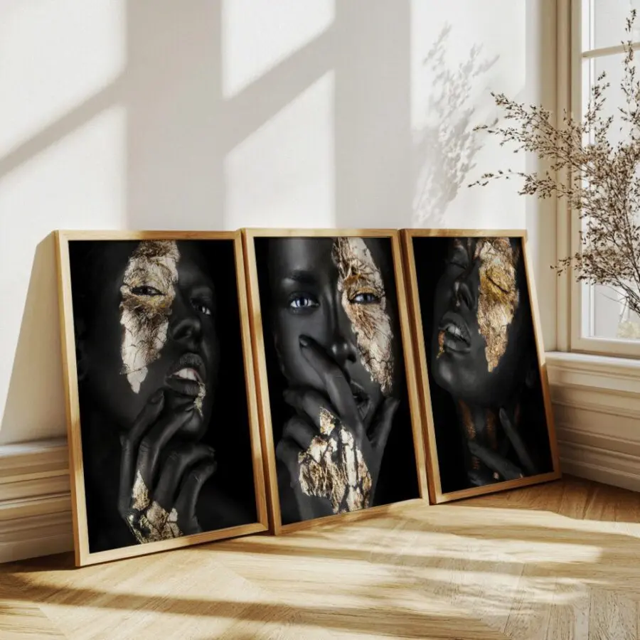 Mural Tríptico Black Beauty