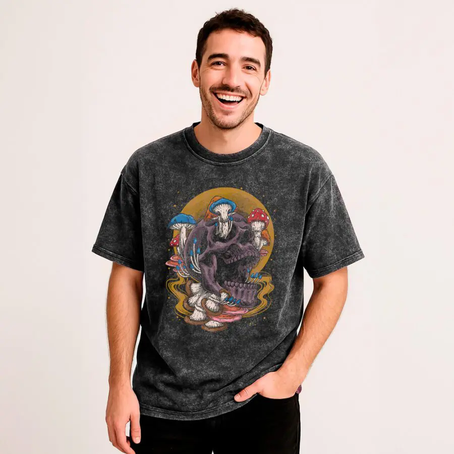 Remera Acid Wash de Skull mushroom