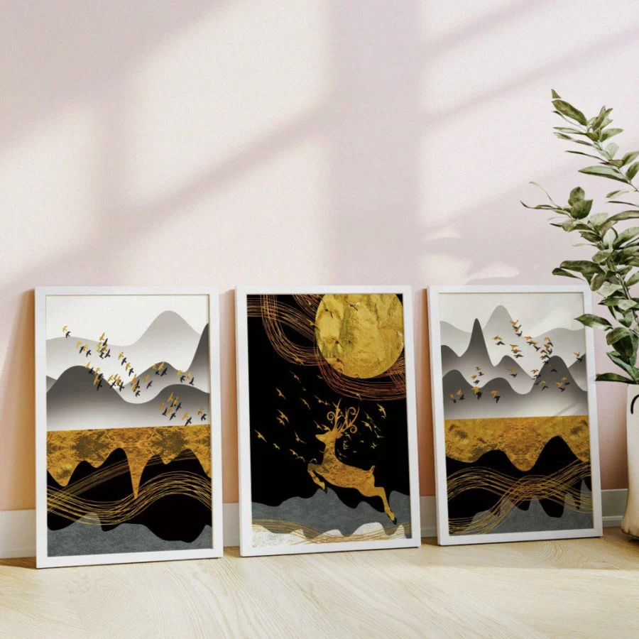 Mural Tríptico Golden Landscape