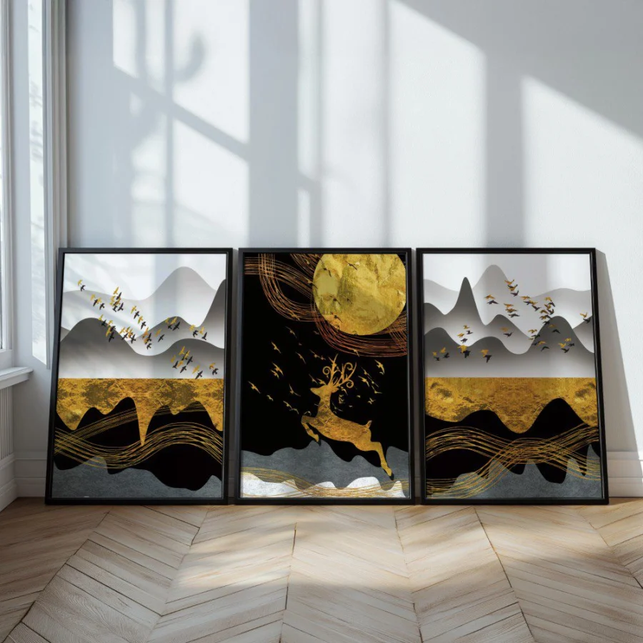 Mural Tríptico Golden Landscape