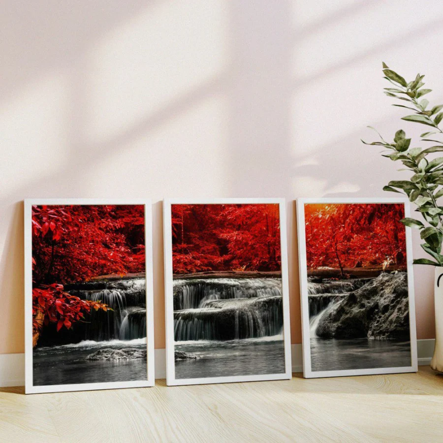 Mural Tríptico Cascada Roja