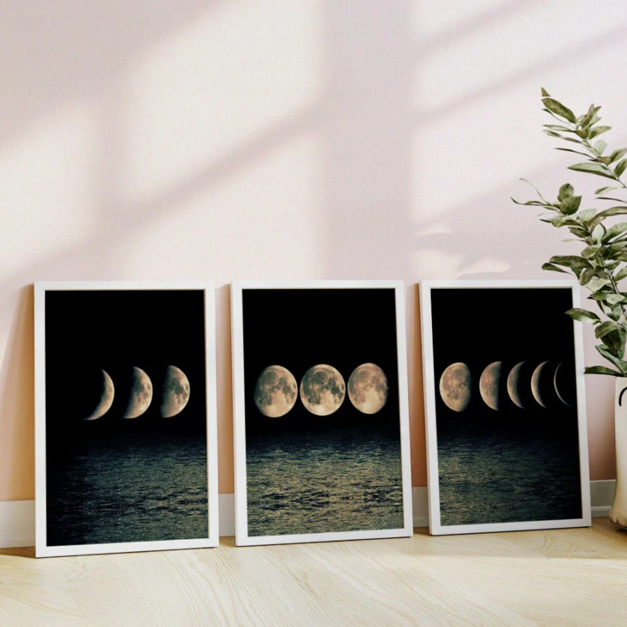Mural Tríptico Fases Lunares