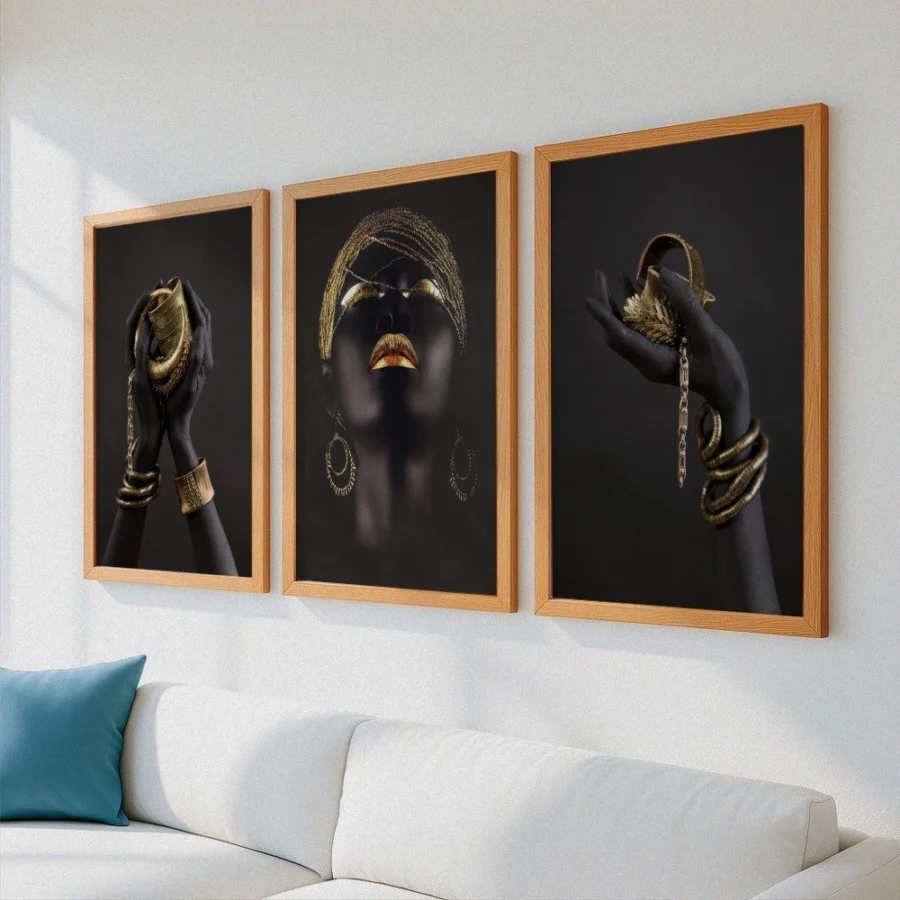Mural Tríptico Black Beauty