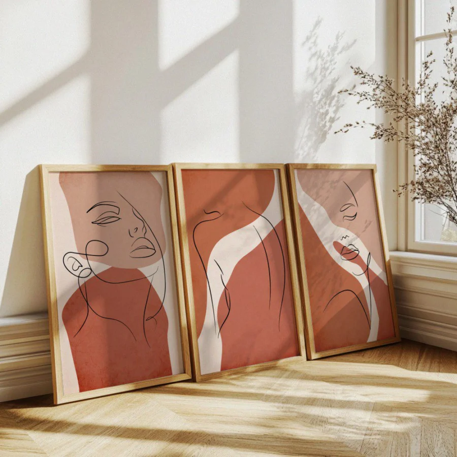 Mural Tríptico Linear Woman