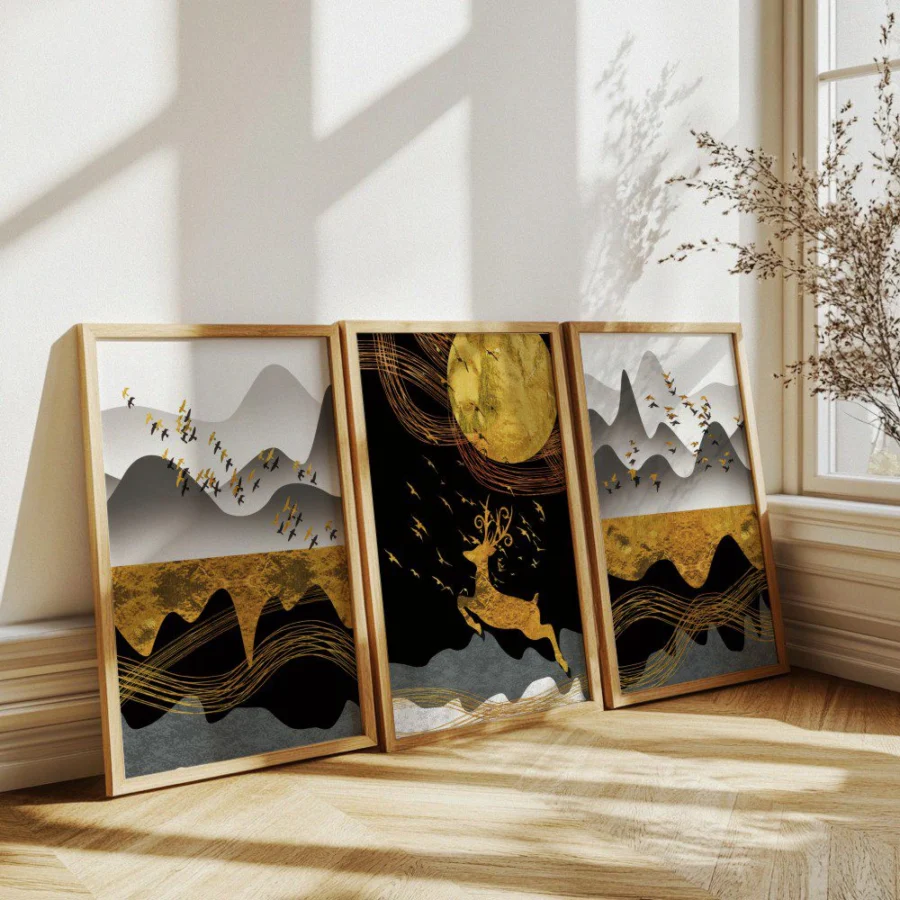 Mural Tríptico Golden Landscape