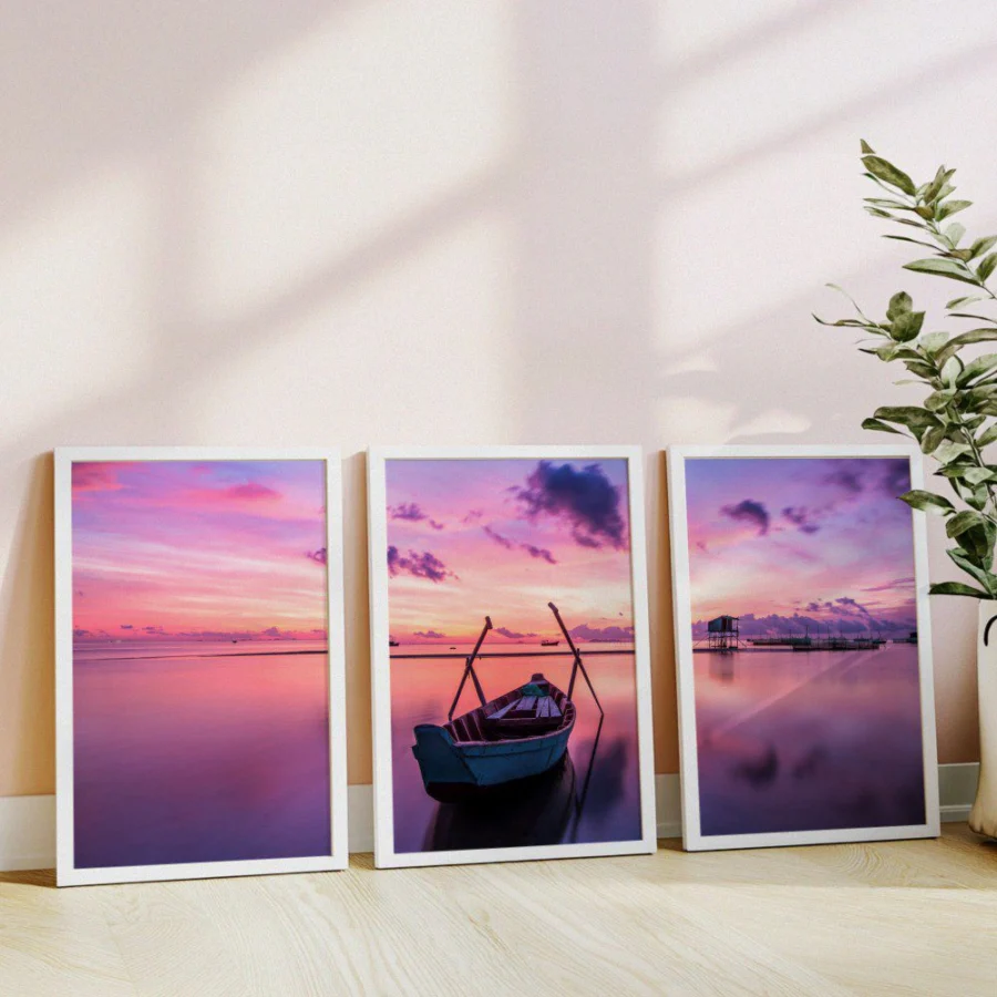 Mural Tríptico Sunset boat
