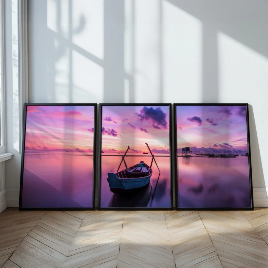 Mural Tríptico Sunset boat