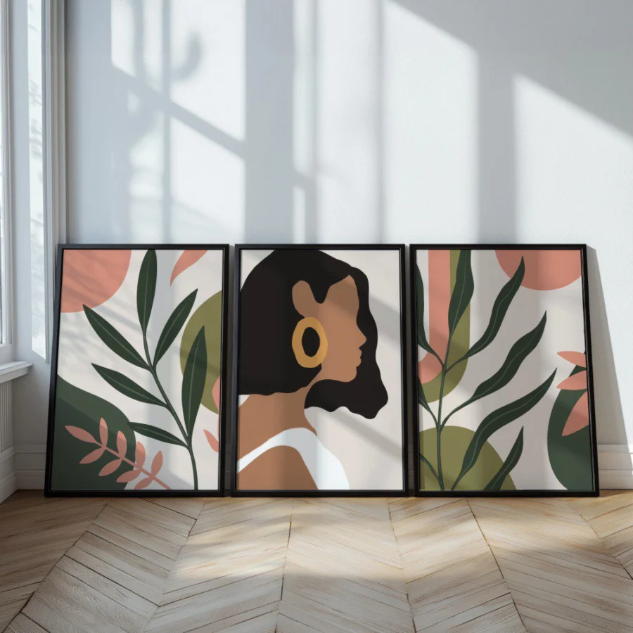 Mural Tríptico Woman Nature