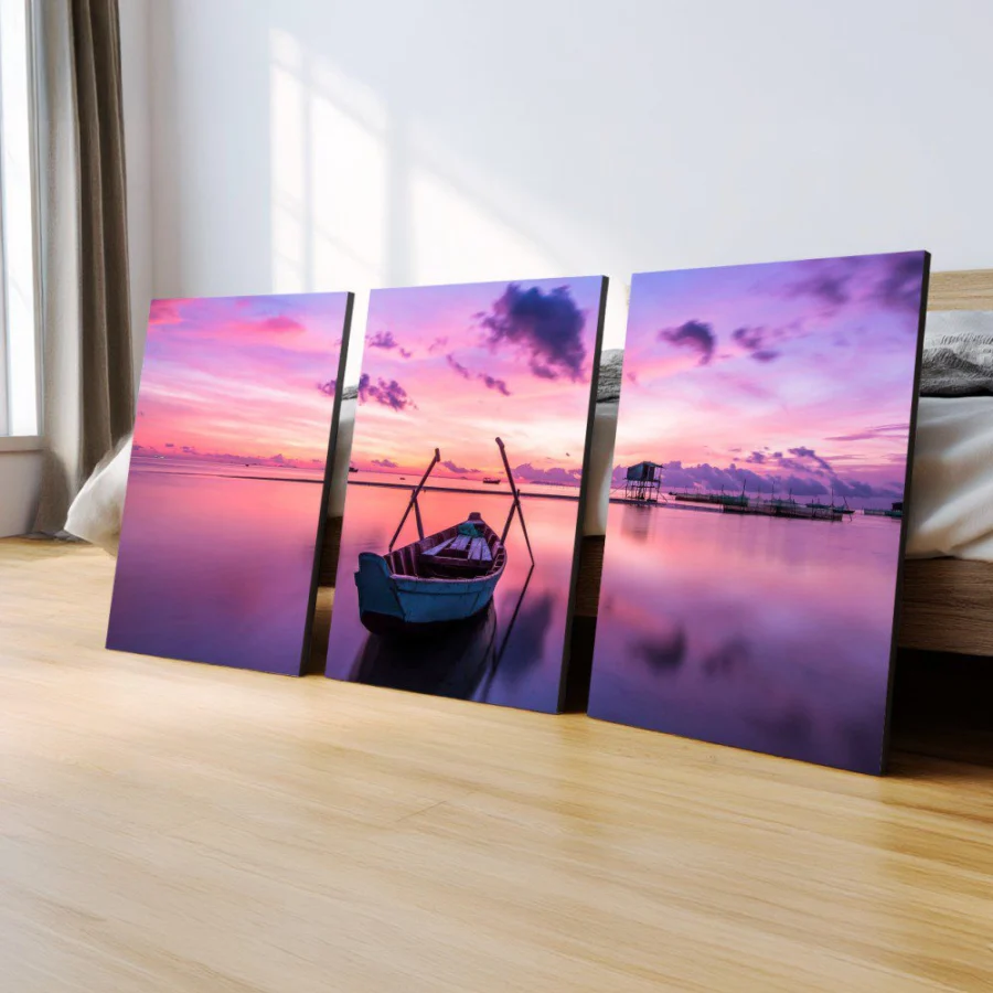 Mural Tríptico Sunset boat