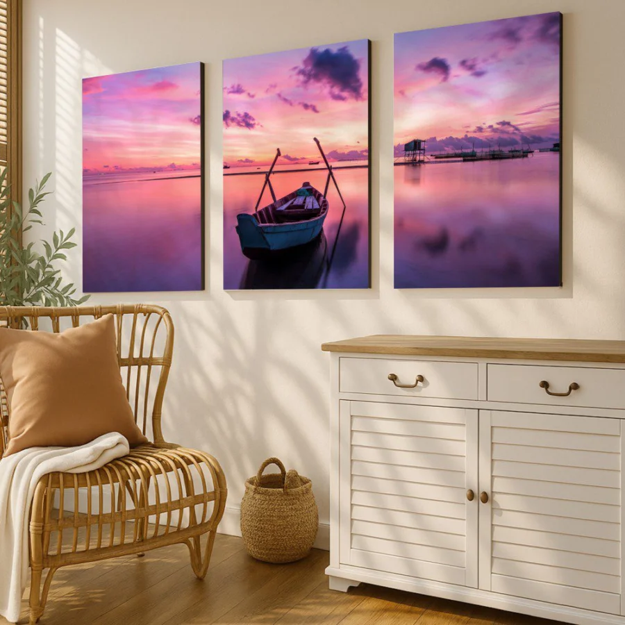 Mural Tríptico Sunset boat