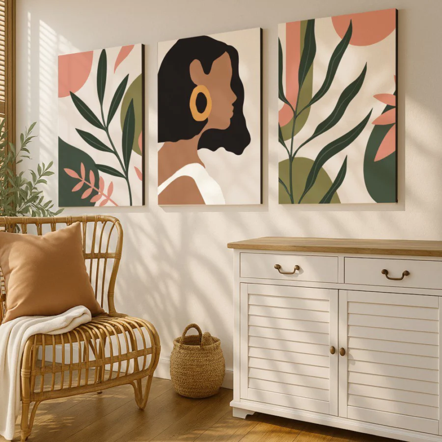 Mural Tríptico Woman Nature