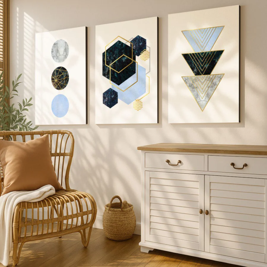 Mural Tríptico Set Geométrico