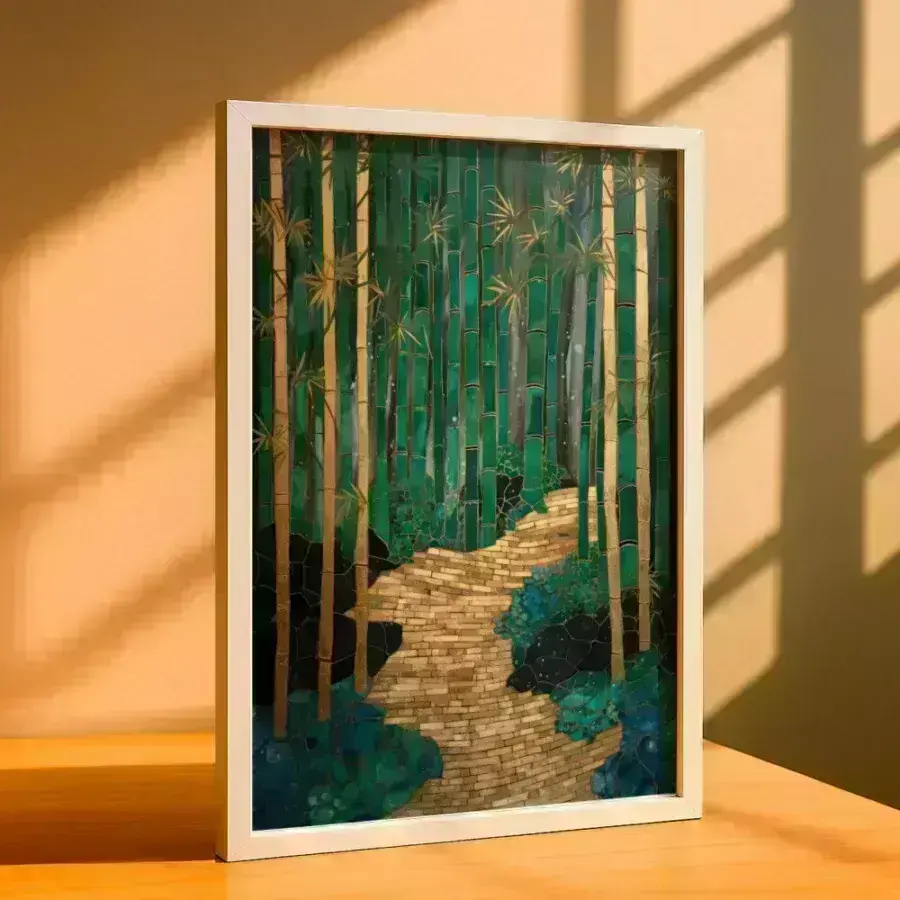 Cuadro de Bosque de Bambu Abstracto