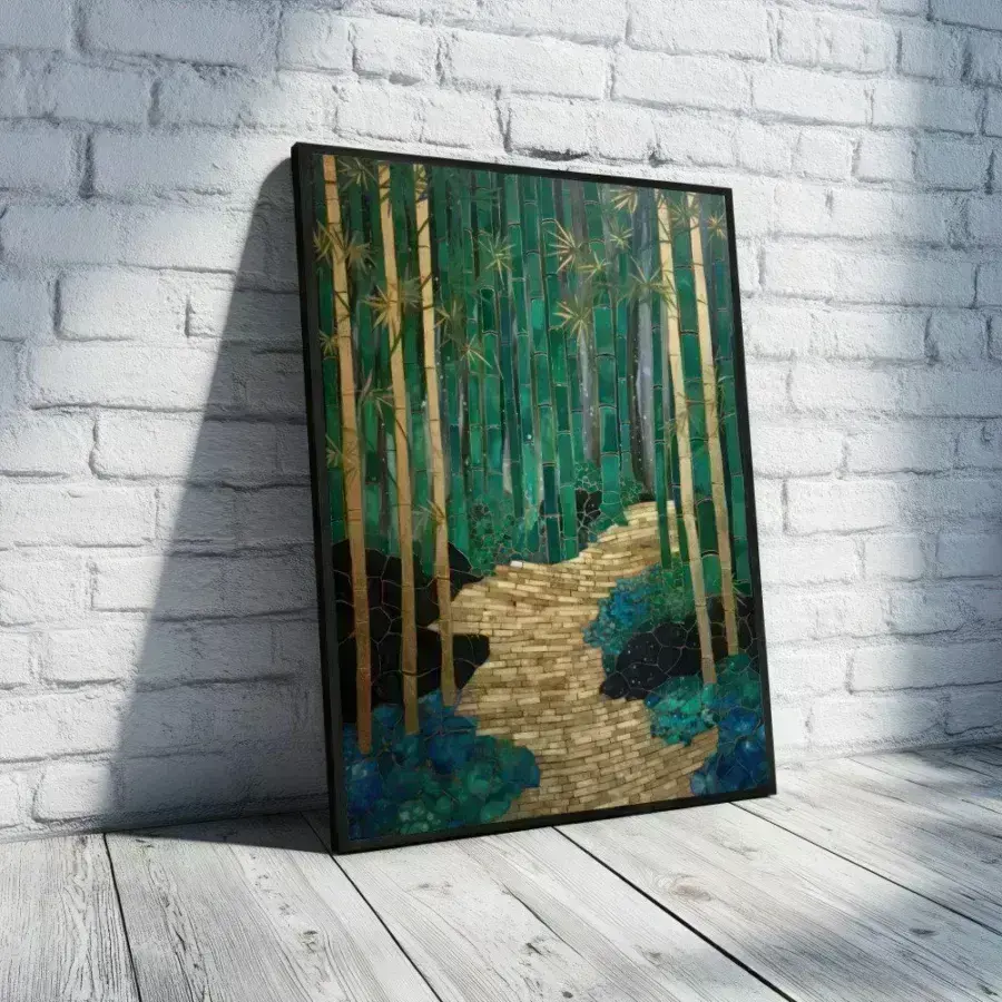 Cuadro de Bosque de Bambu Abstracto
