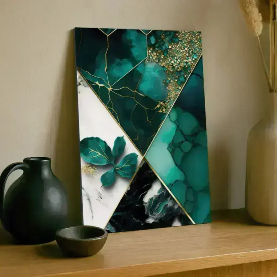 Cuadro de Geometría Abstracta Floral
