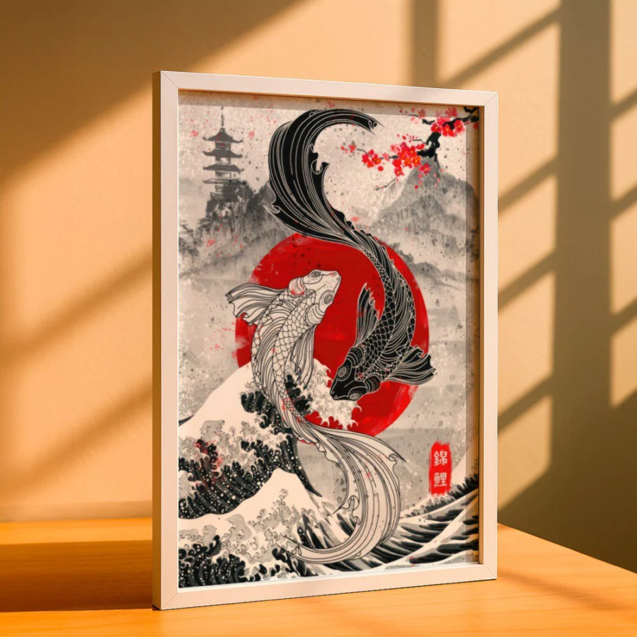 Cuadro de Peces Koi Yin Yang