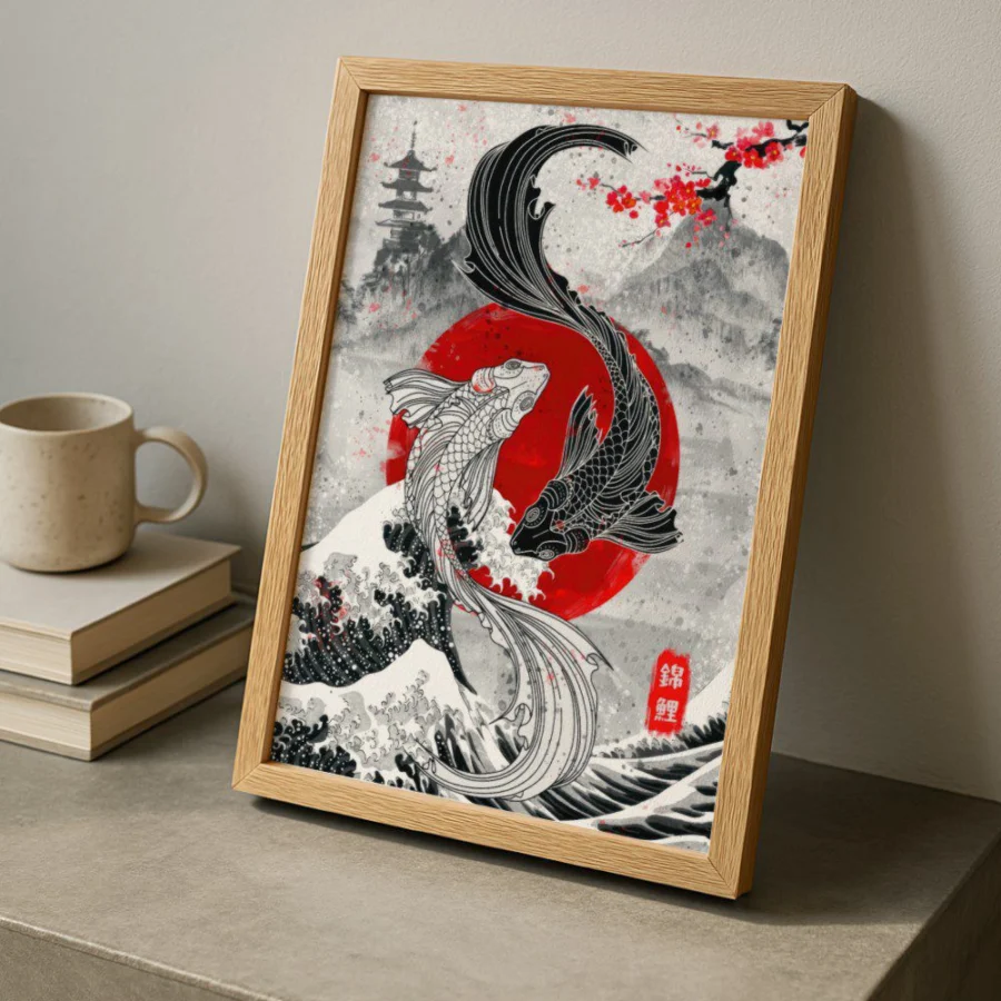 Cuadro de Peces Koi Yin Yang