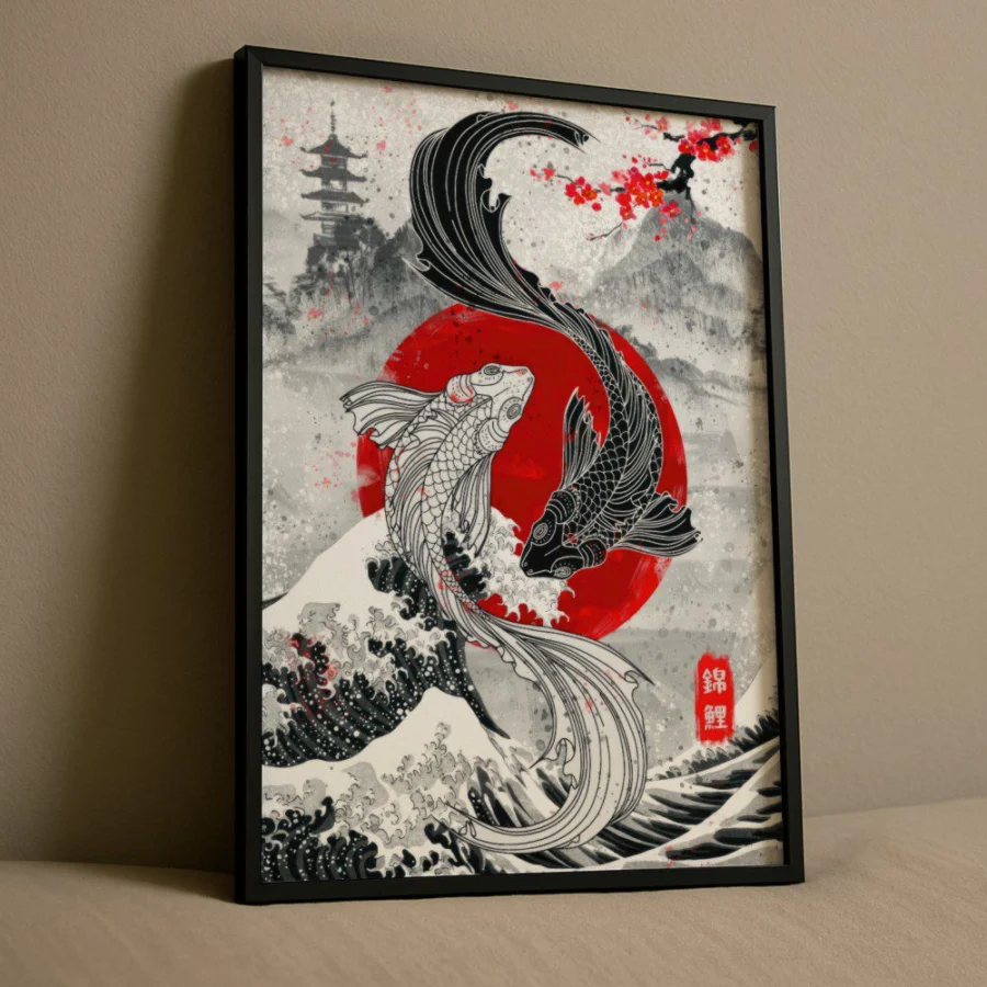 Cuadro de Peces Koi Yin Yang