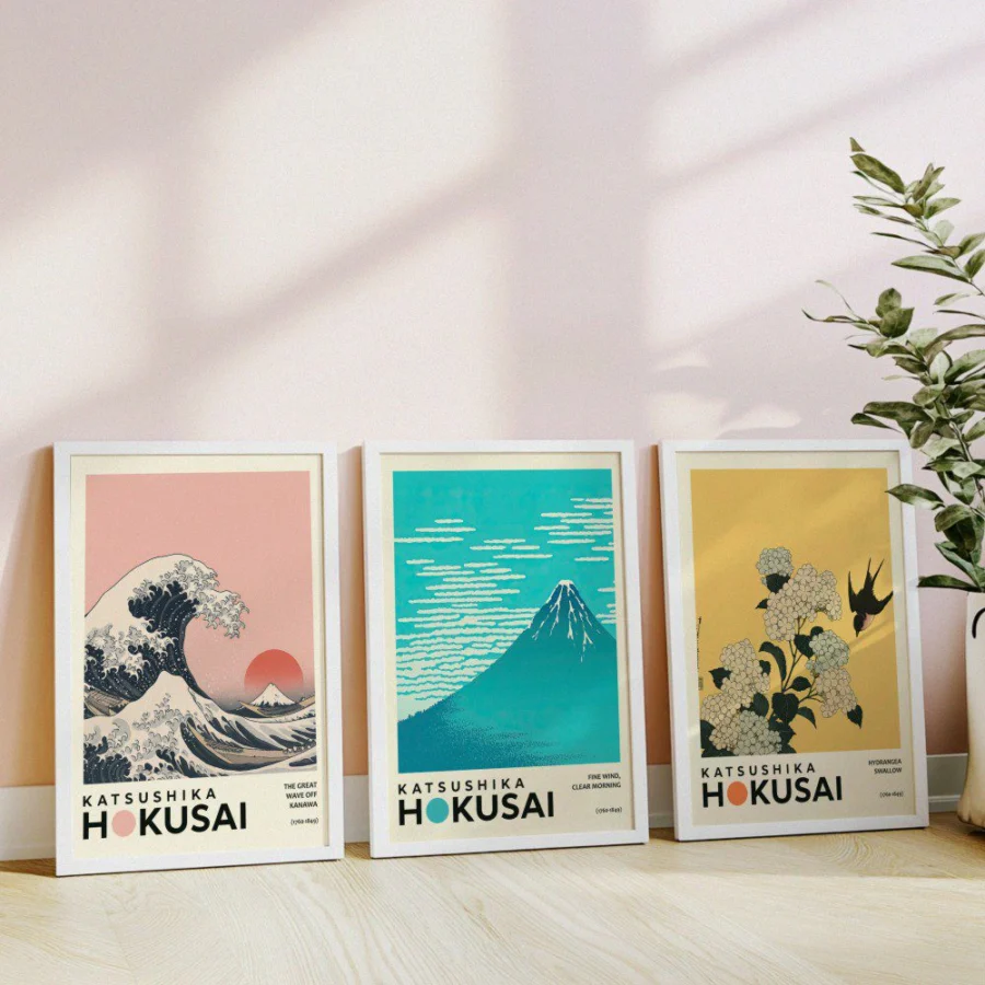 Mural Tríptico Hokusai