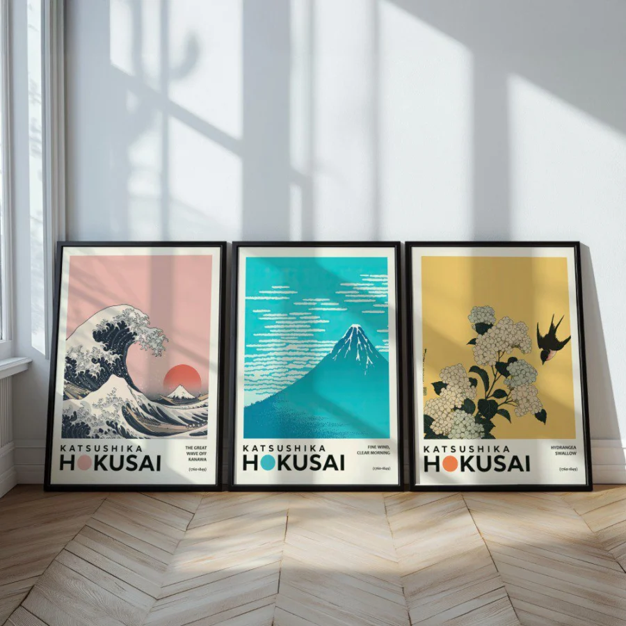 Mural Tríptico Hokusai