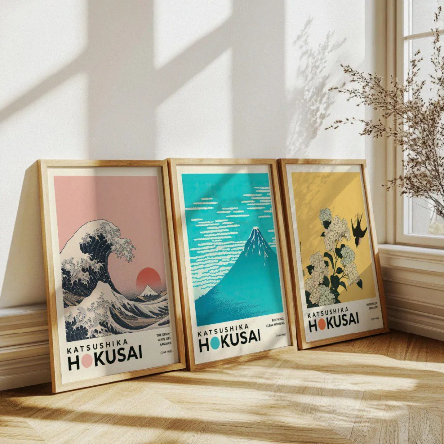 Mural Tríptico Hokusai