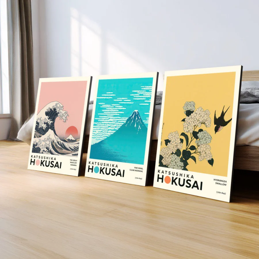 Mural Tríptico Hokusai