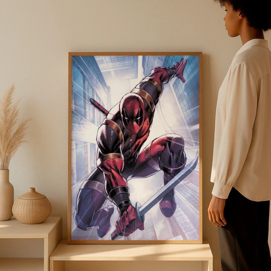 Cuadro de Deadpool atacando