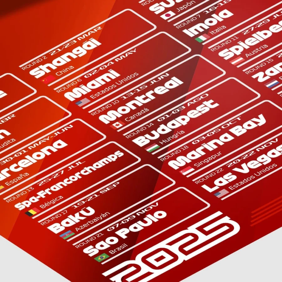 Formula 1 – Calendario 2025 (Versión Ferrari)