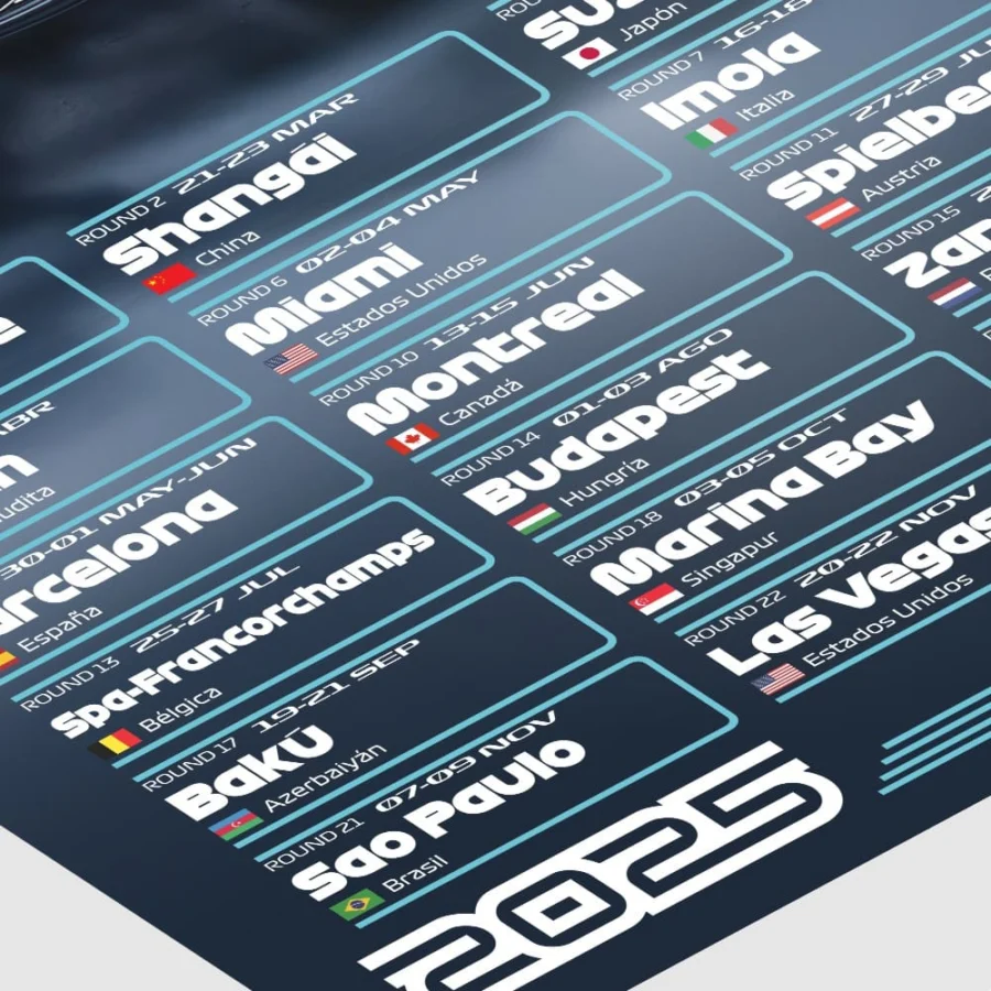 Formula 1 – Calendario 2025 (Versión Mercedes AMG F1)