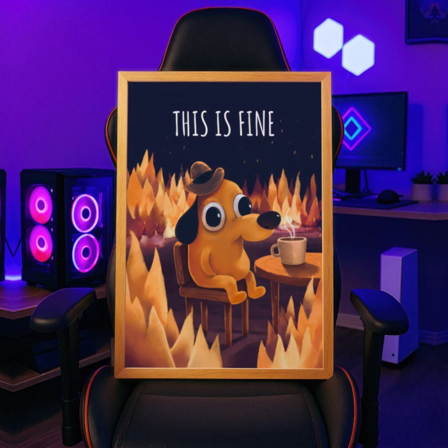 Cuadro de This is Fine meme